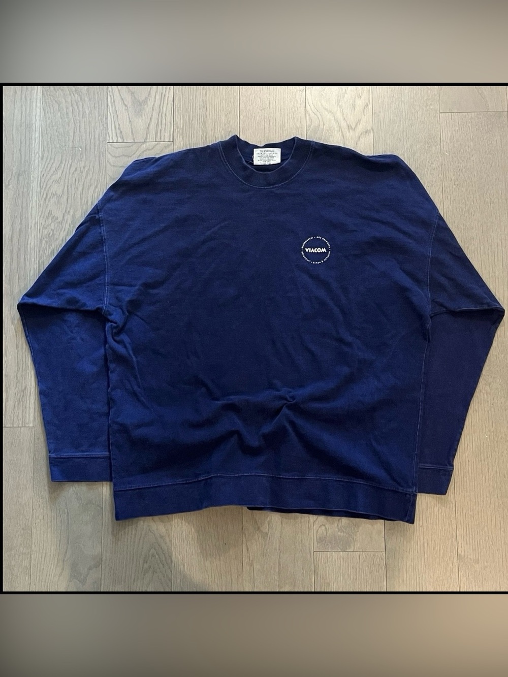 VINTAGE 90's VIACOM LONG SLEEVE BLUE SHIRT USA ONE SIZE BLOCKBUSTER EMPLOYEE MTV
